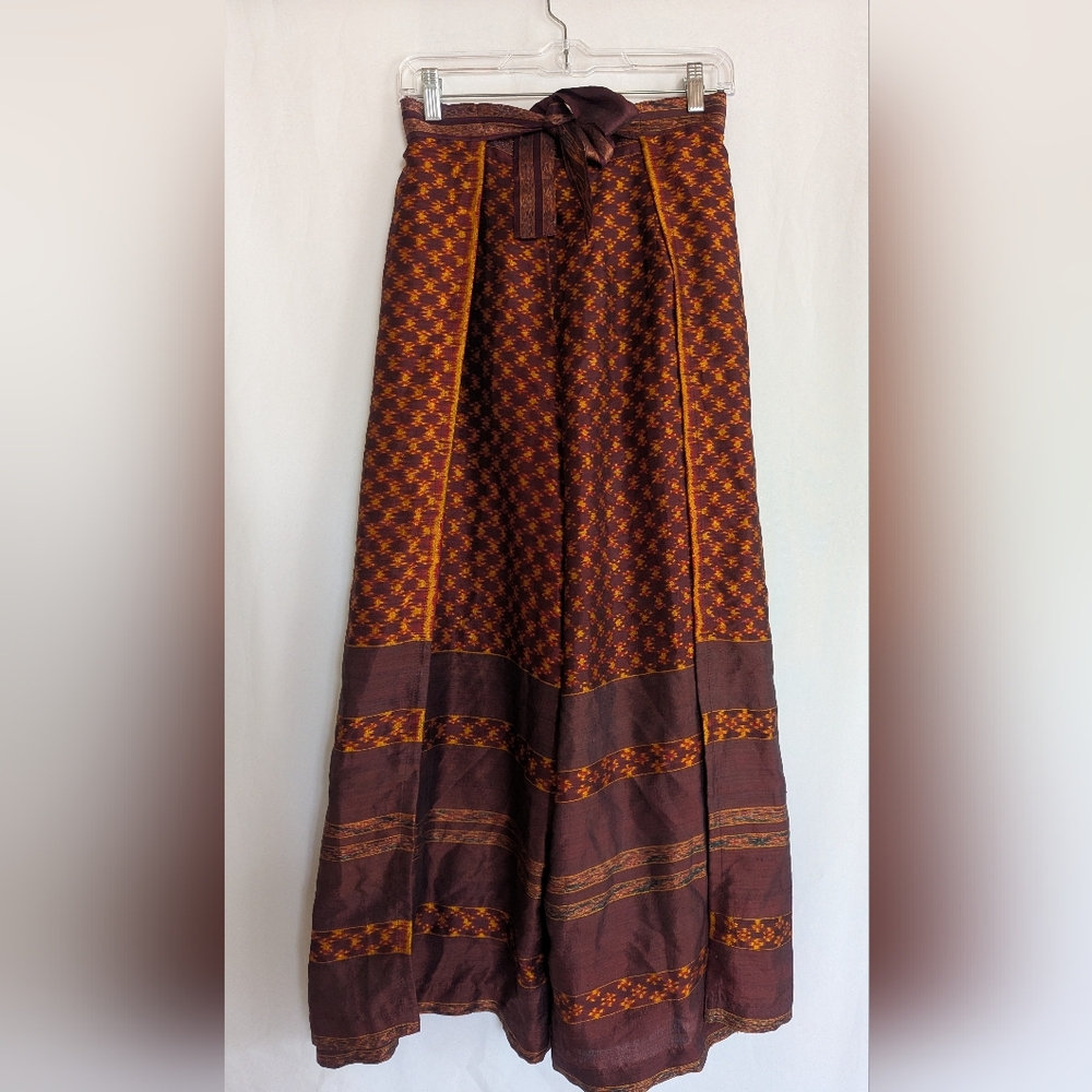 Bohemian 100% Thai Silk Tie Waist Pants Temple Yoga Retreat Wrap Wide Leg